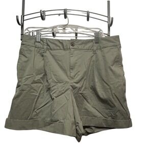 A new day women's Large high‎ rise poplin shorts light olive green